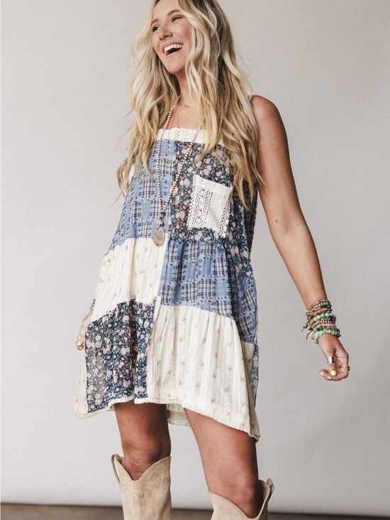 POL Dresses & Skirts - POL Golden Fields Patchwork Dress